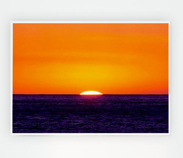 As The Sun Goes Down Over The Ocean Orange Print Poster Wall Art