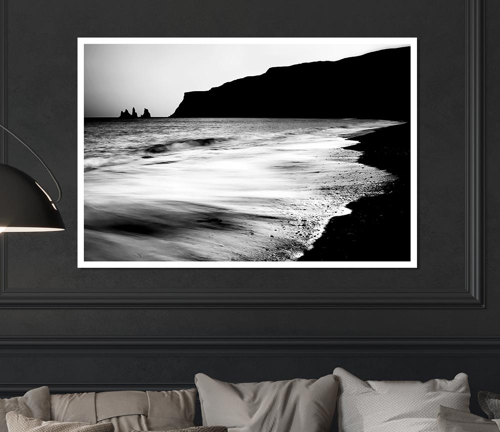 The Calming Ocean Flow B N W Print Poster Wall Art