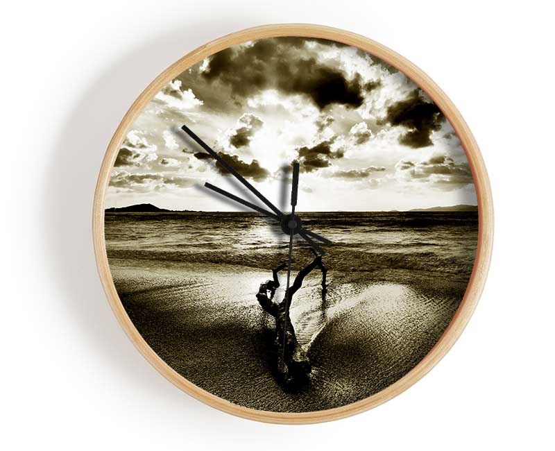 Driftwood Sepia Clock - Wallart-Direct UK