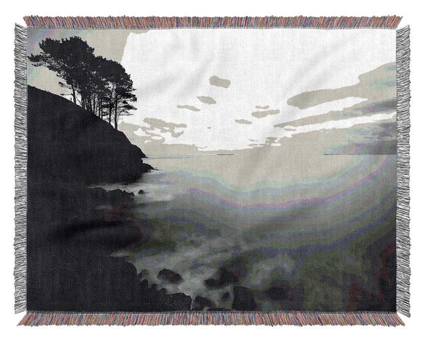 Tree Top Ocean Calm B n W Woven Blanket