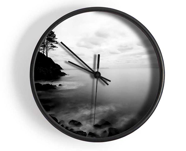 Tree Top Ocean Calm B n W Clock - Wallart-Direct UK