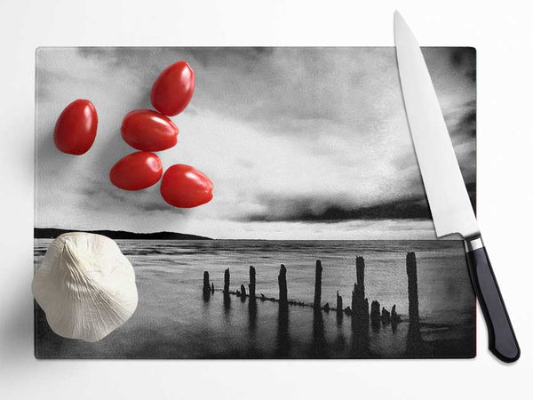 The Path To The Ocean B n W Glass Chopping Board