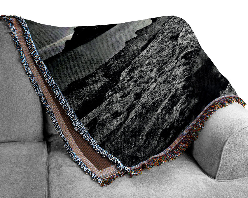 B n W Cliffs Around The Ocean Woven Blanket