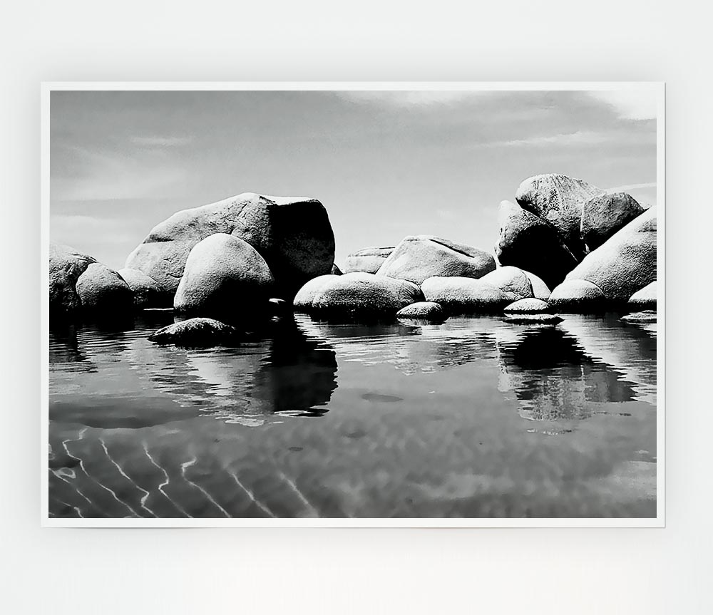 The Rock Pool B N W Print Poster Wall Art