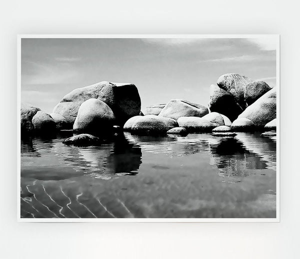 The Rock Pool B N W Print Poster Wall Art