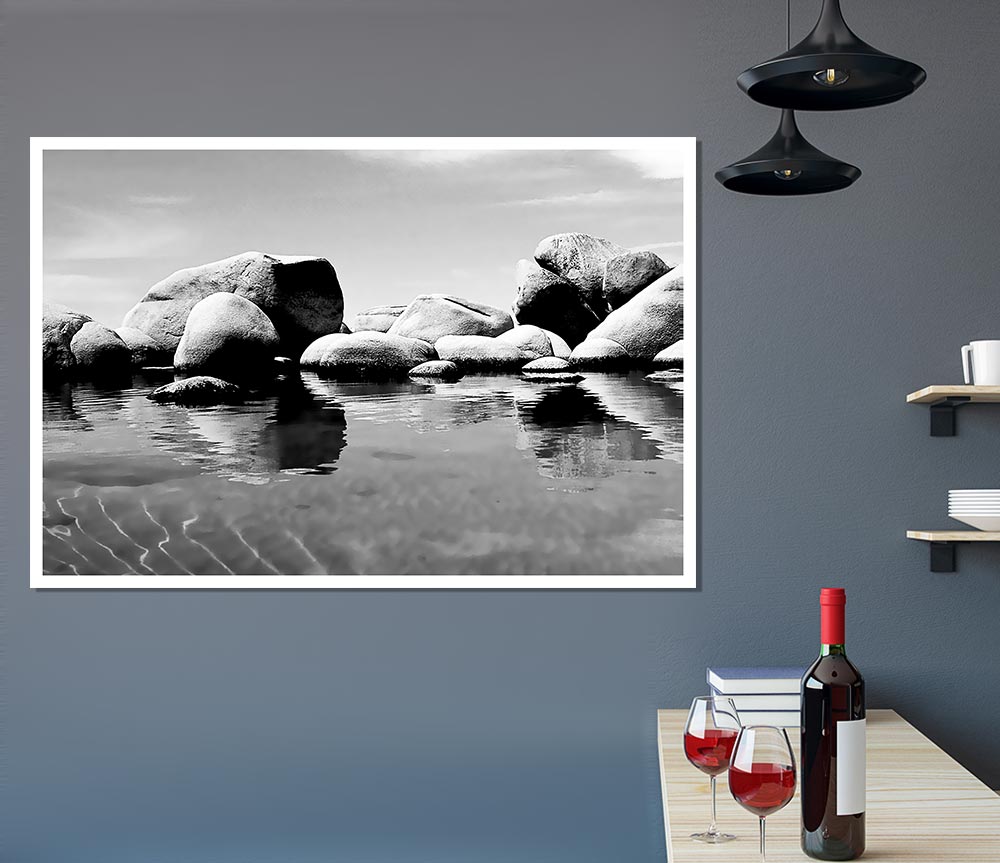 The Rock Pool B N W Print Poster Wall Art