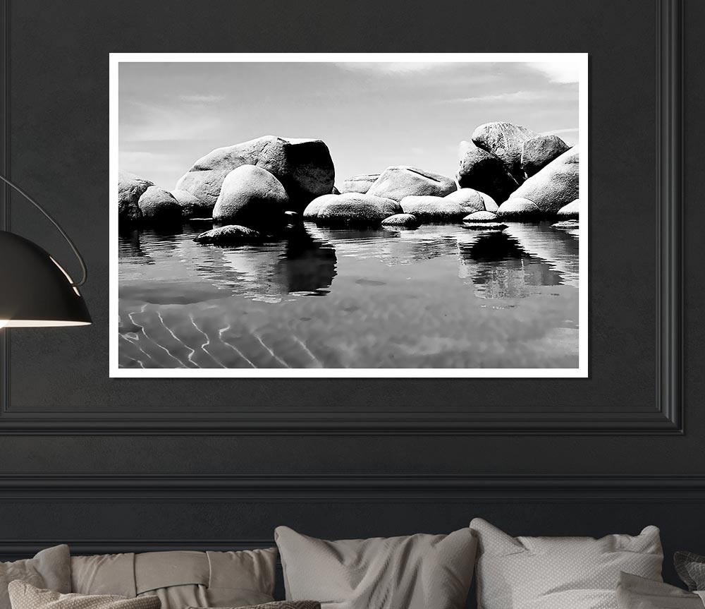 The Rock Pool B N W Print Poster Wall Art