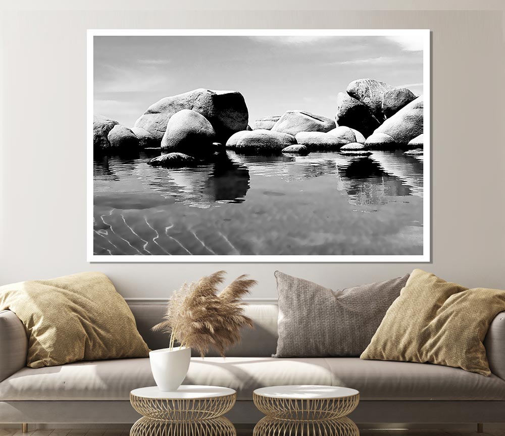 The Rock Pool B N W Print Poster Wall Art