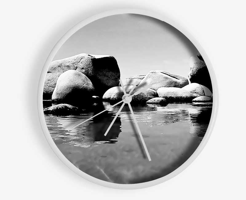 The Rock Pool B n W Clock - Wallart-Direct UK