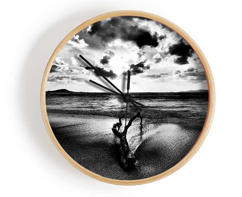 Driftwood B n W Clock - Wallart-Direct UK