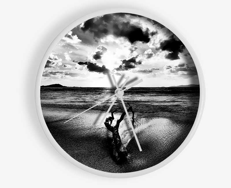 Driftwood B n W Clock - Wallart-Direct UK