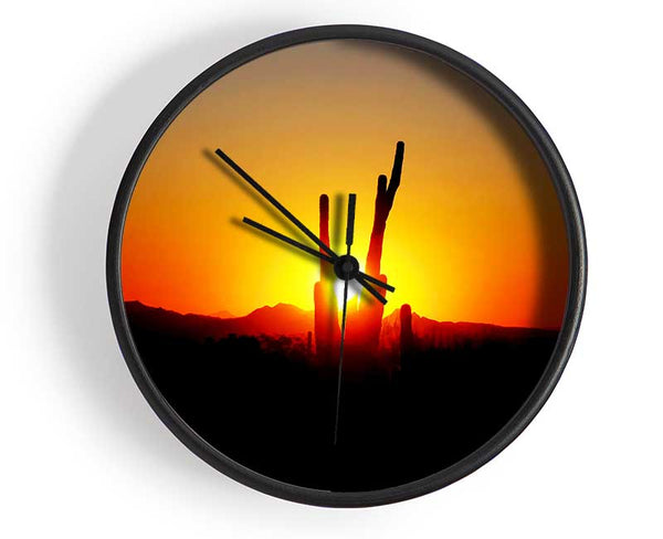 Red Cactus Sunrise Clock - Wallart-Direct UK