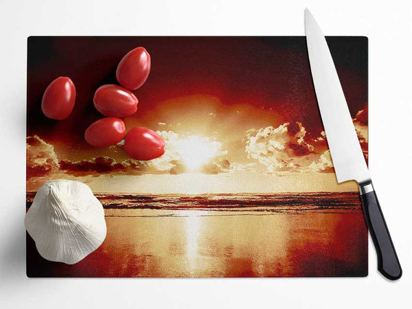 Peach Ocean Sunrise Glass Chopping Board