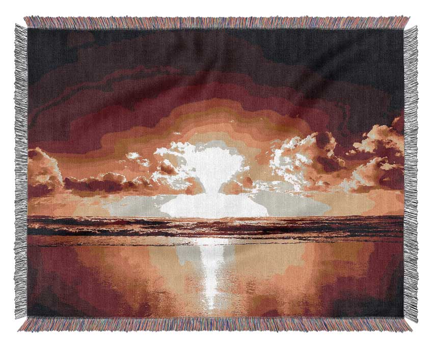 Peach Ocean Sunrise Woven Blanket