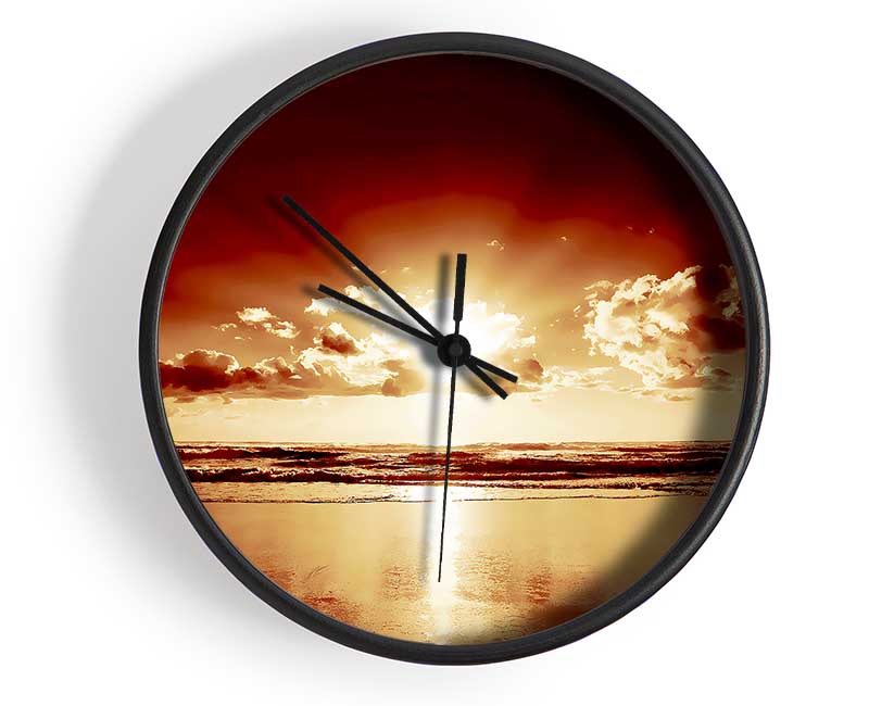 Peach Ocean Sunrise Clock - Wallart-Direct UK