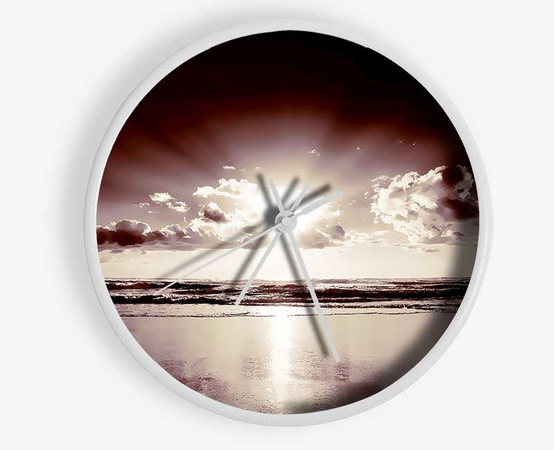 Mauve Ocean Sunrise Clock - Wallart-Direct UK