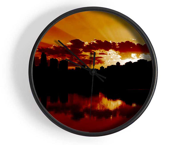 Caramel Sunrays Clock - Wallart-Direct UK