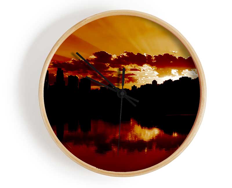 Caramel Sunrays Clock - Wallart-Direct UK