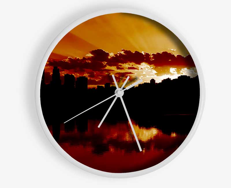 Caramel Sunrays Clock - Wallart-Direct UK