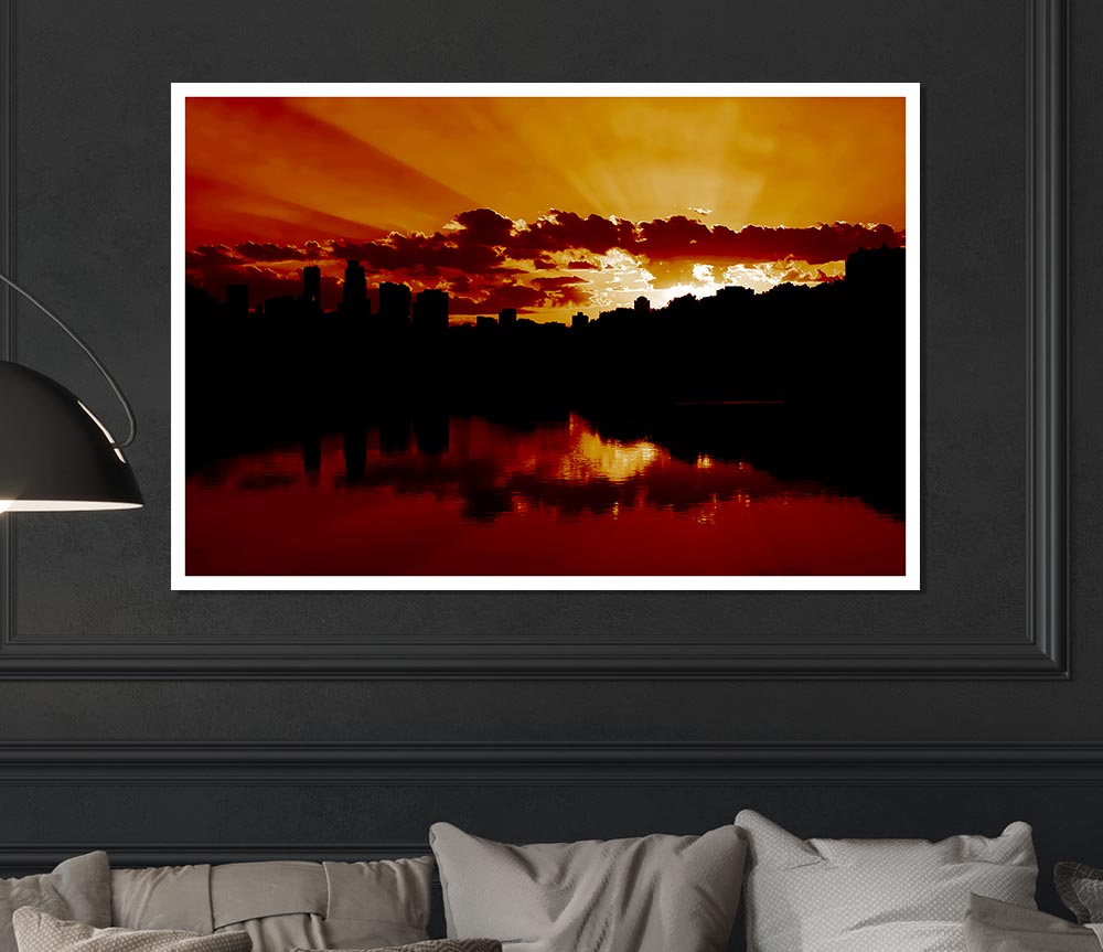 Caramel Sunrays Print Poster Wall Art