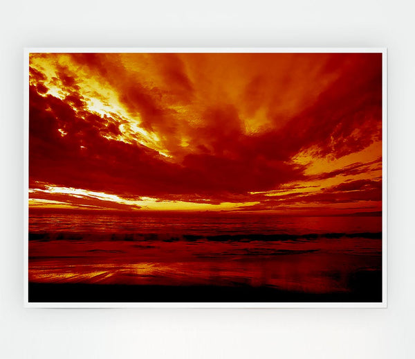 Vibrant Red Skys Print Poster Wall Art