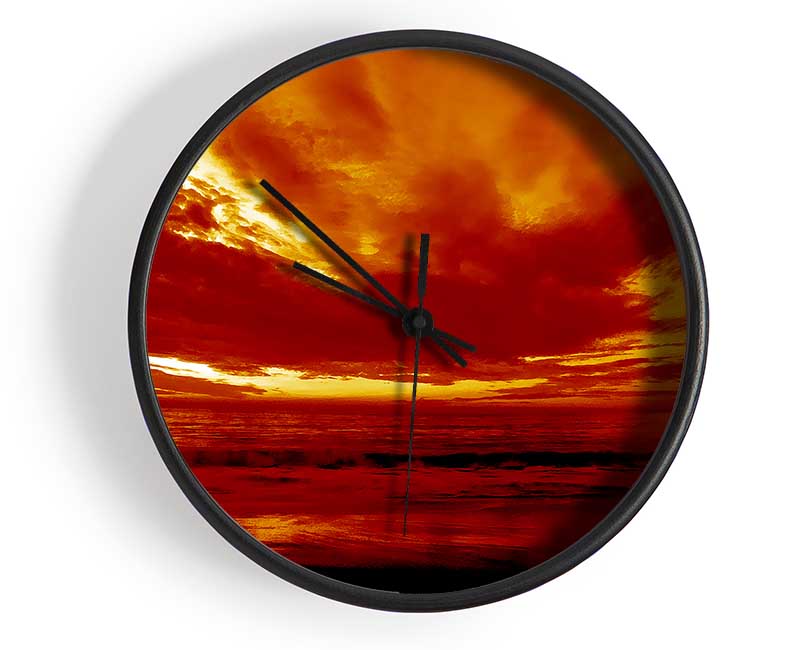 Vibrant Red Skys Clock - Wallart-Direct UK