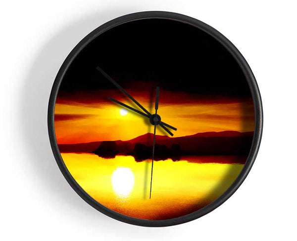 Red Waters Mountain Sunrise Clock - Wallart-Direct UK