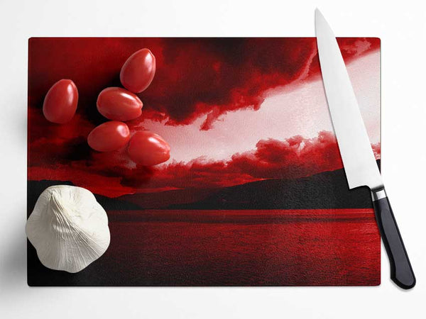 Red Tempest Sky Glass Chopping Board