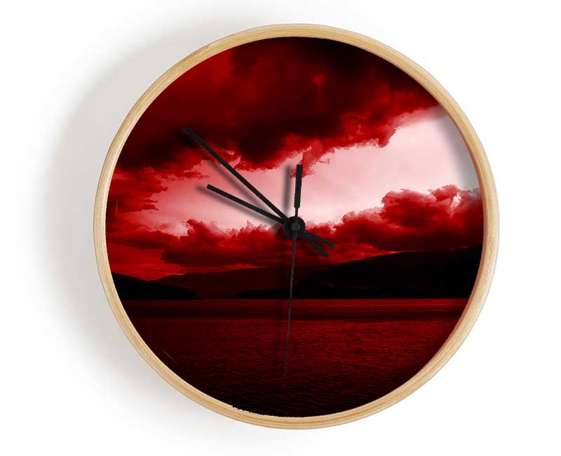 Red Tempest Sky Clock - Wallart-Direct UK