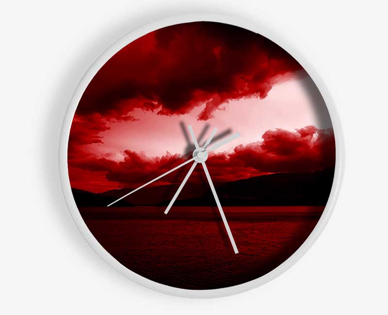 Red Tempest Sky Clock - Wallart-Direct UK