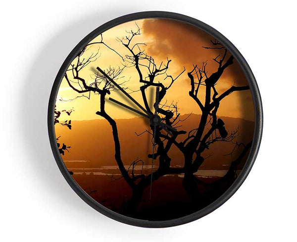 Caramel Tree Morning Clock - Wallart-Direct UK