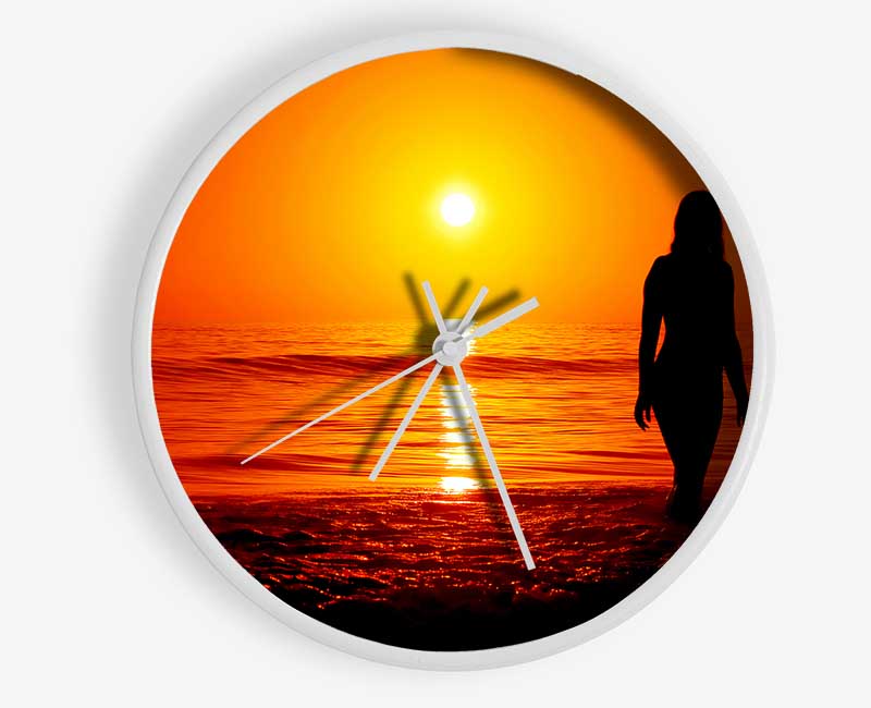 The Goddess Of The Orange Ocean Sun Clock - Wallart-Direct UK