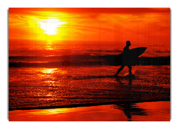 Surfers Stunning Orange Ocean