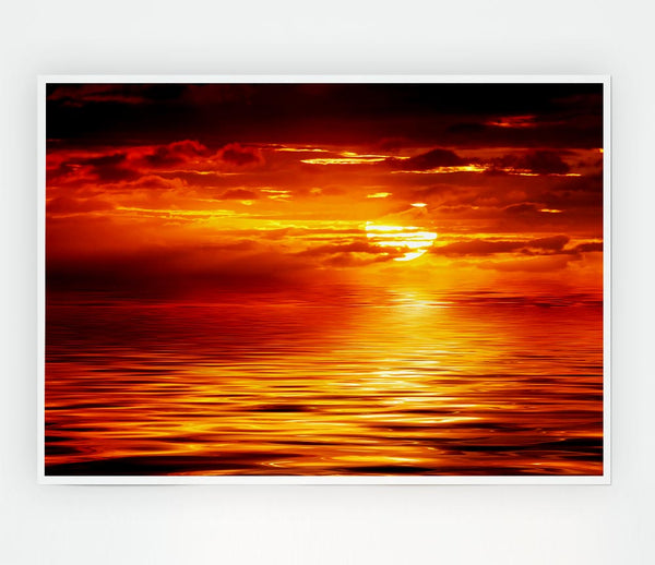 The Glistening Ocean Sun Print Poster Wall Art