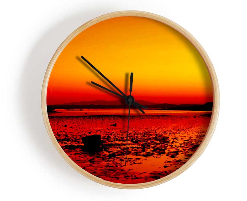 Orange Red Ocean Surprise Clock - Wallart-Direct UK