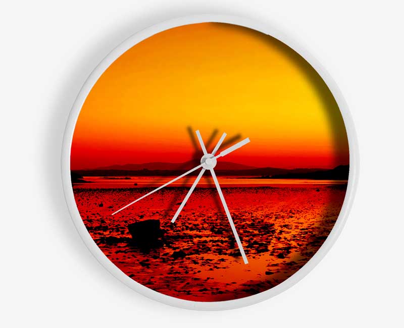 Orange Red Ocean Surprise Clock - Wallart-Direct UK