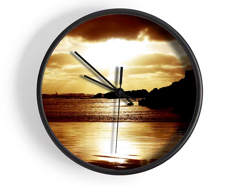 Chocolate Sunset Reflections Clock - Wallart-Direct UK