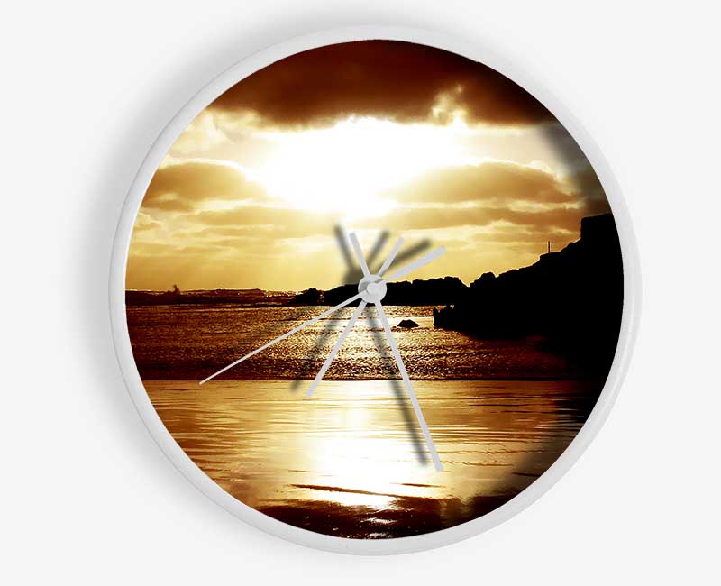 Chocolate Sunset Reflections Clock - Wallart-Direct UK