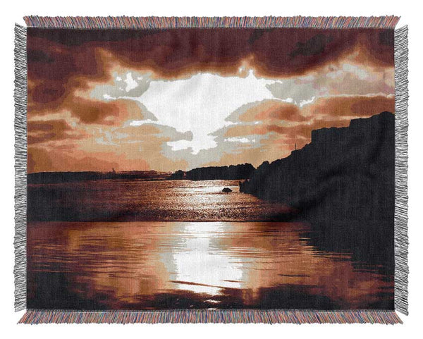 Chocolate Sunset Reflections Woven Blanket