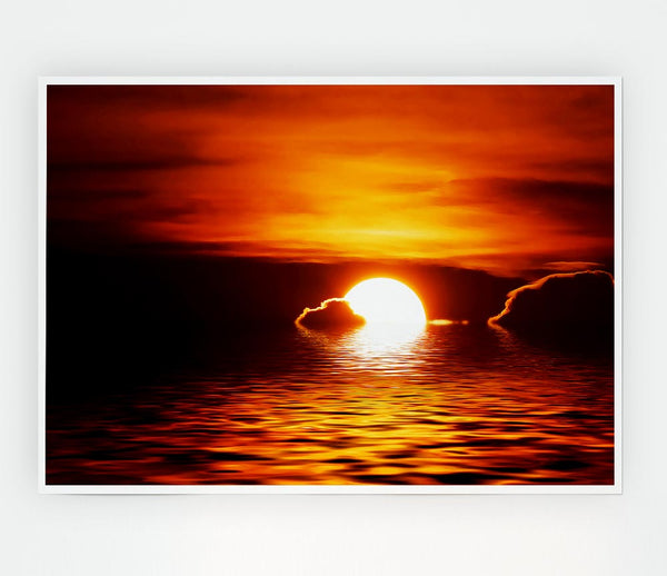 The Sun Falls In The Ocean Print Poster Wall Art