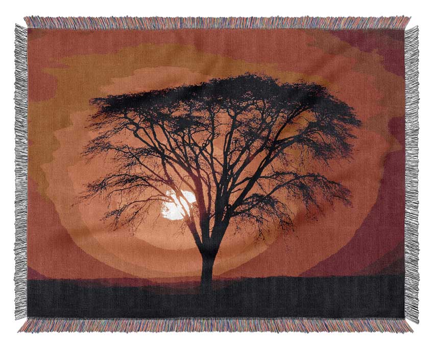 Sunset Through The Trees Woven Blanket