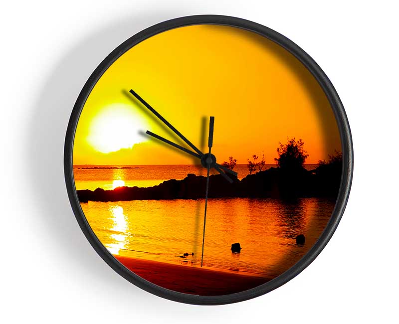 Yellow Ocean Sun Trail Clock - Wallart-Direct UK