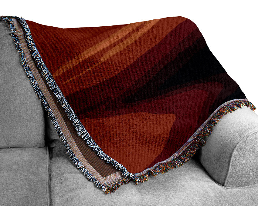 Red Abstract Sunblaze Woven Blanket