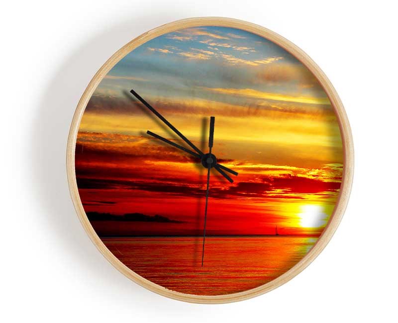 Distant Ocean Sailboat Sunset Clock - Wallart-Direct UK