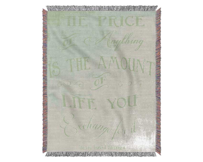 Famous Quote Henry David Thoreau The Price Of Anything Lime Green Woven Blanket