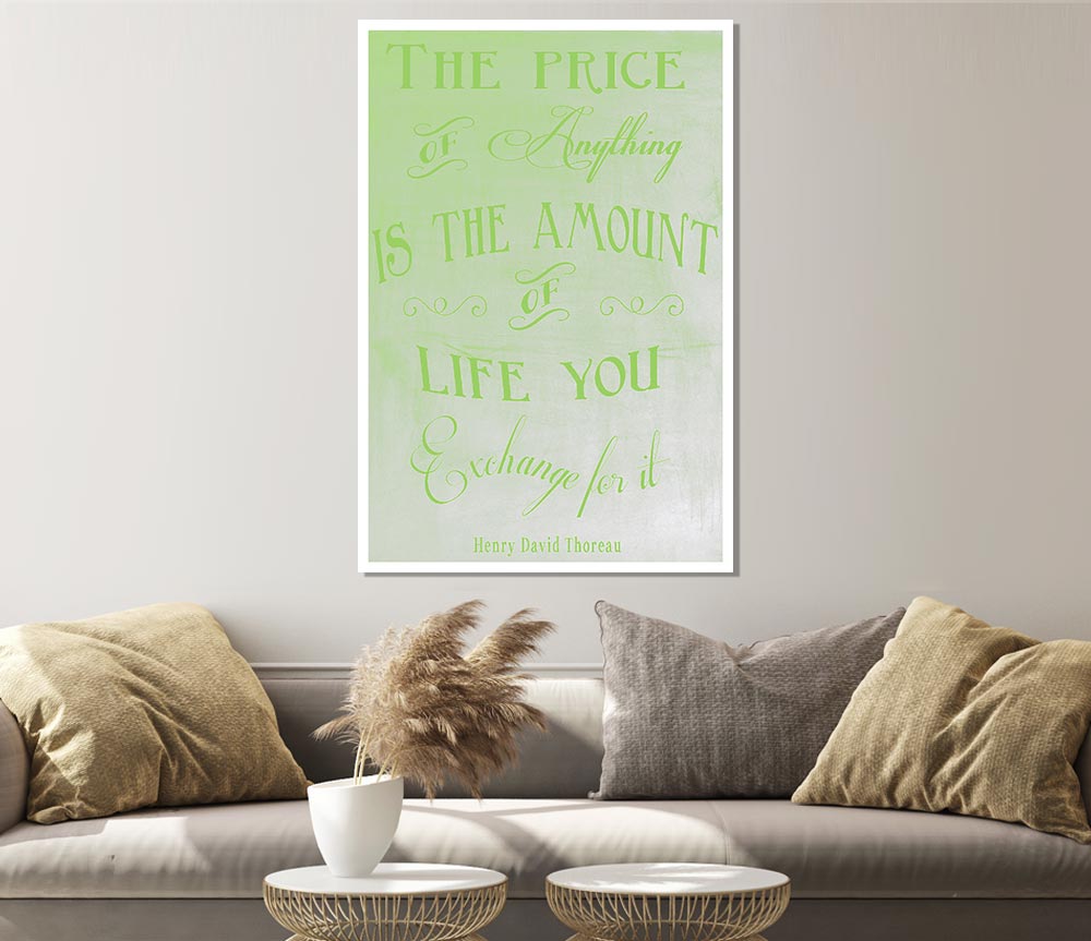 Famous Quote Henry David Thoreau The Price Of Anything Lime Green Print Poster Wall Art