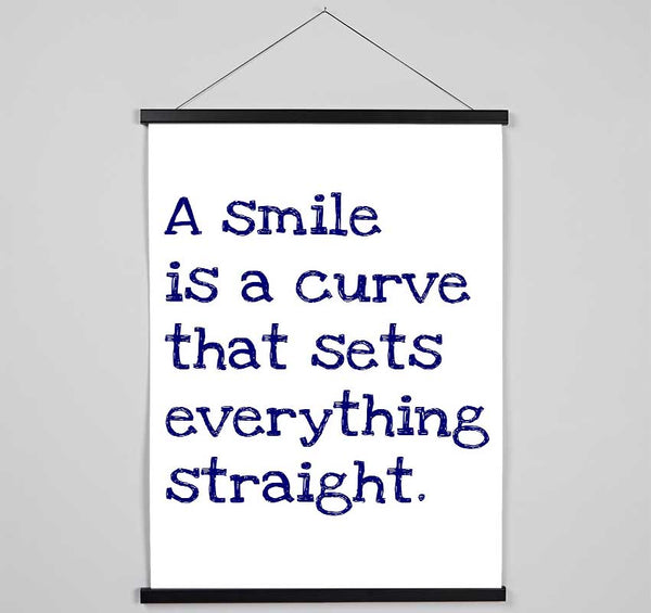 Motivational Quote Smile Is A Curve Hanging Poster - Wallart-Direct UK