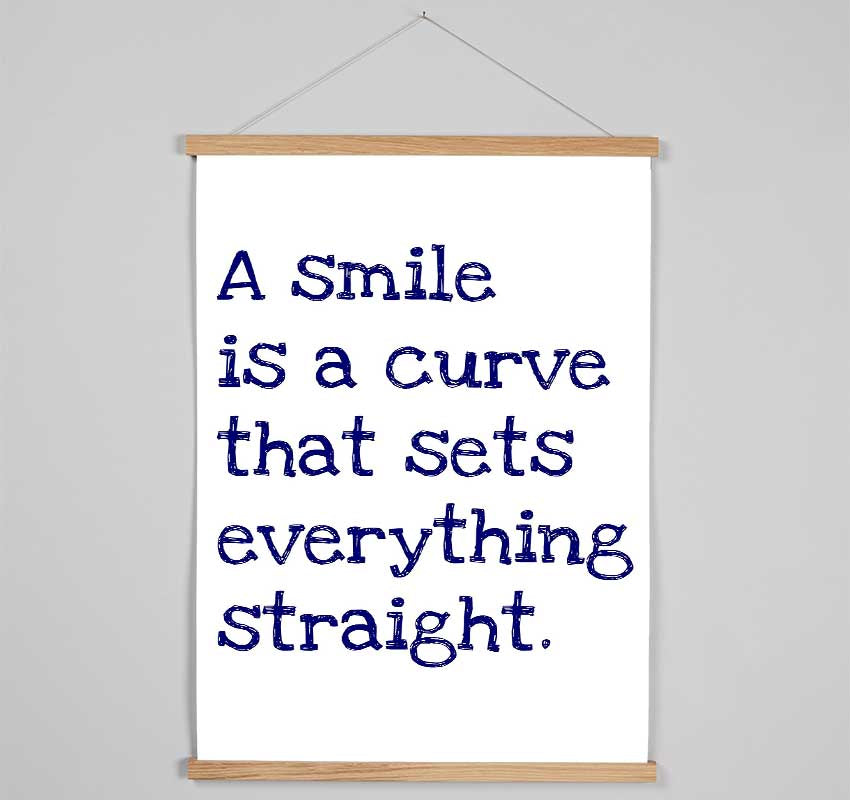 Motivational Quote Smile Is A Curve Hanging Poster - Wallart-Direct UK