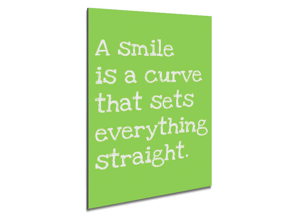 Motivational Quote Smile Is A Curve Lime Green