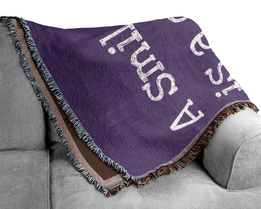 Motivational Quote Smile Is A Curve Lilac Woven Blanket